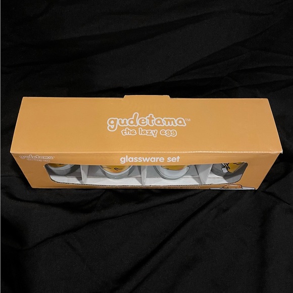 Sanrio Gudetama The Lazy Egg Shot Glass Set Of 4 1.5oz New In Box - Picture 3 of 7